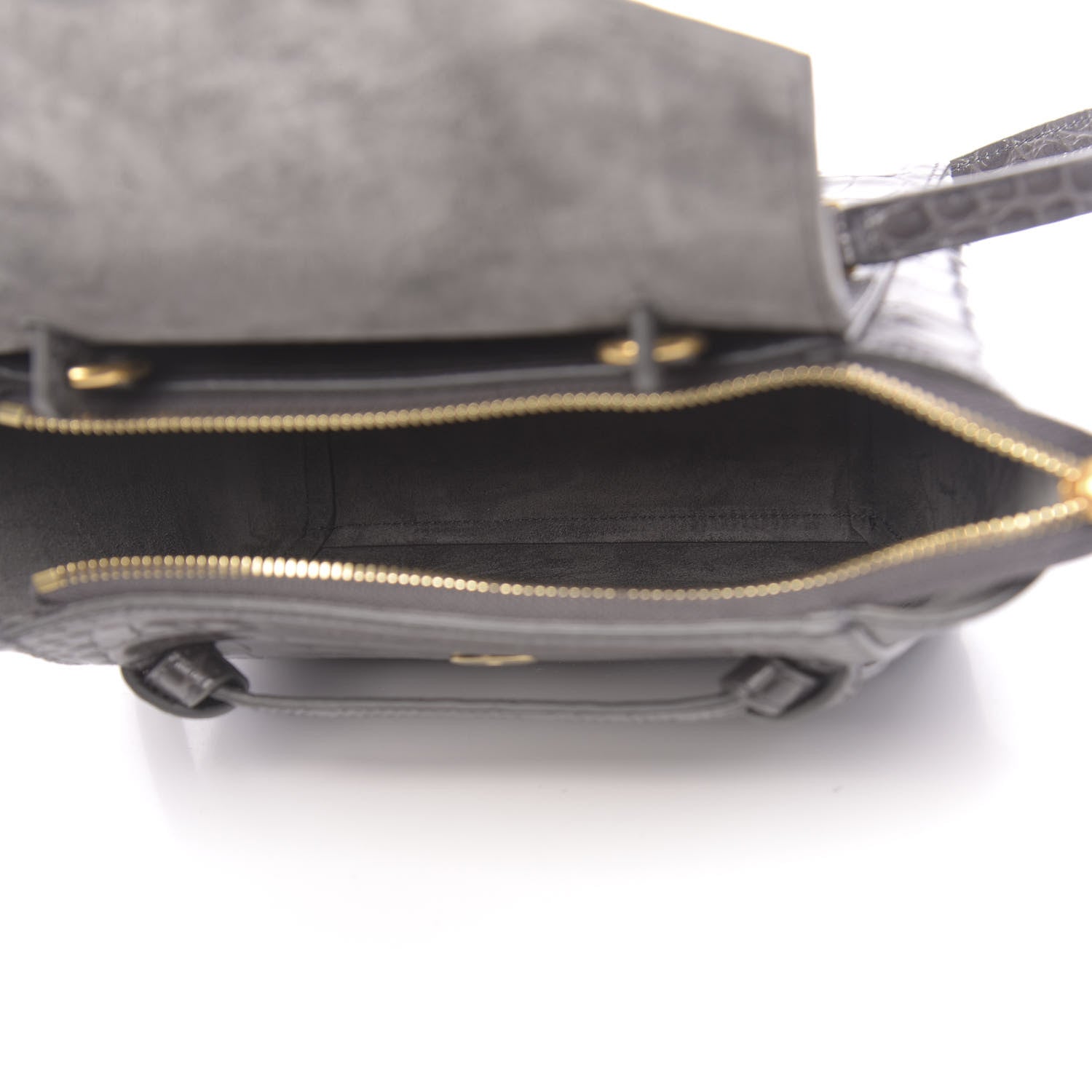 Celine Calfskin Crocodile Embossed Nano Belt Bag Grey 5 of 10
