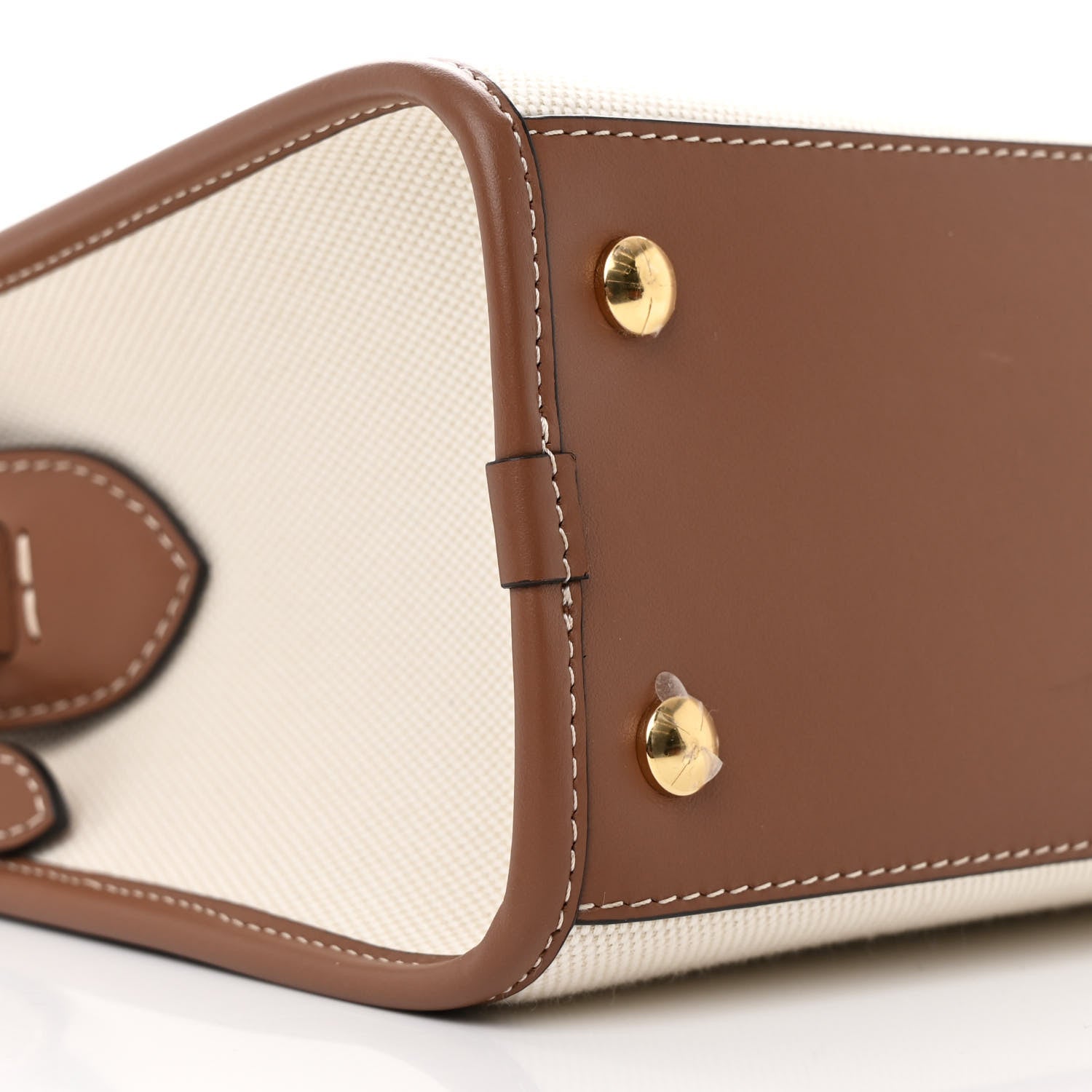 Burberry Canvas Smooth Calfskin Two Tone Small Pocket Bag Natural Malt Brown 9 of 13