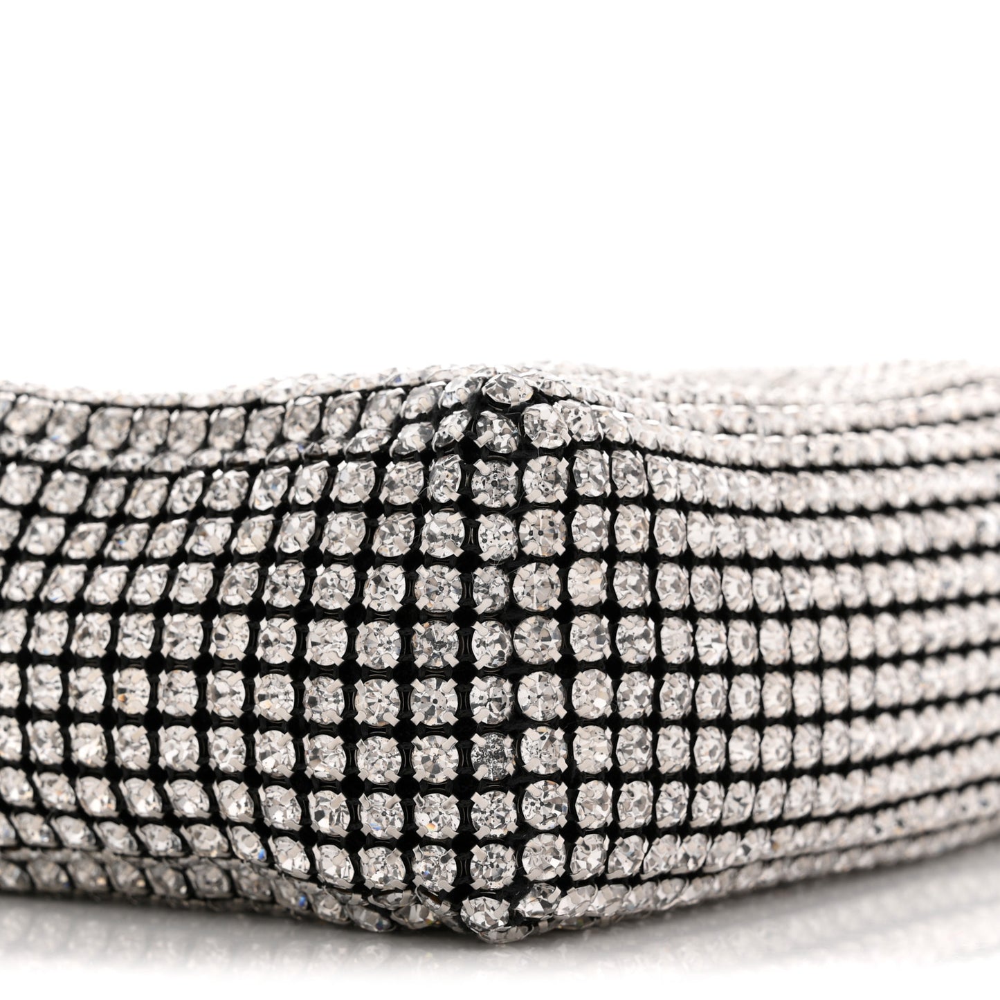 Mesh Crystal Rhinestone Mini Heiress Pouch Black Silver