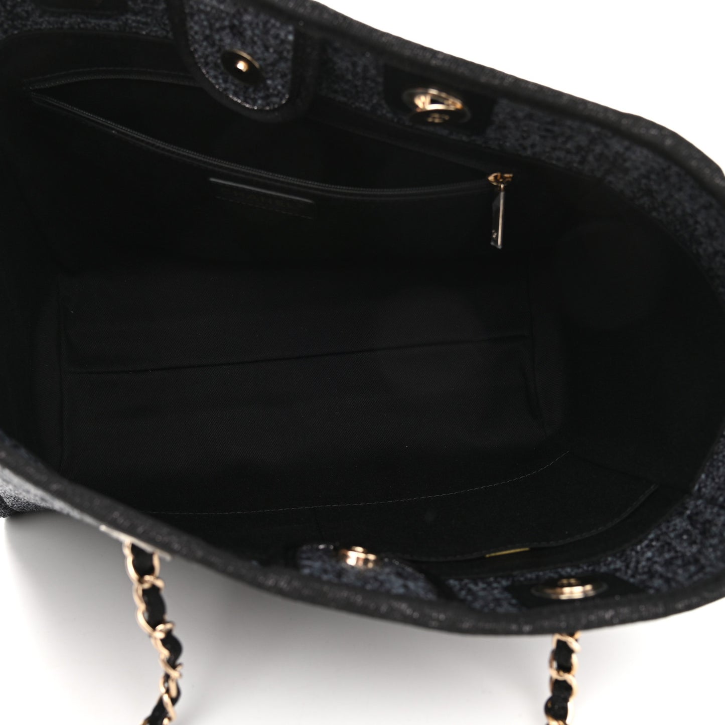 Mixed Fibers Calfskin Small Deauville Tote Black
