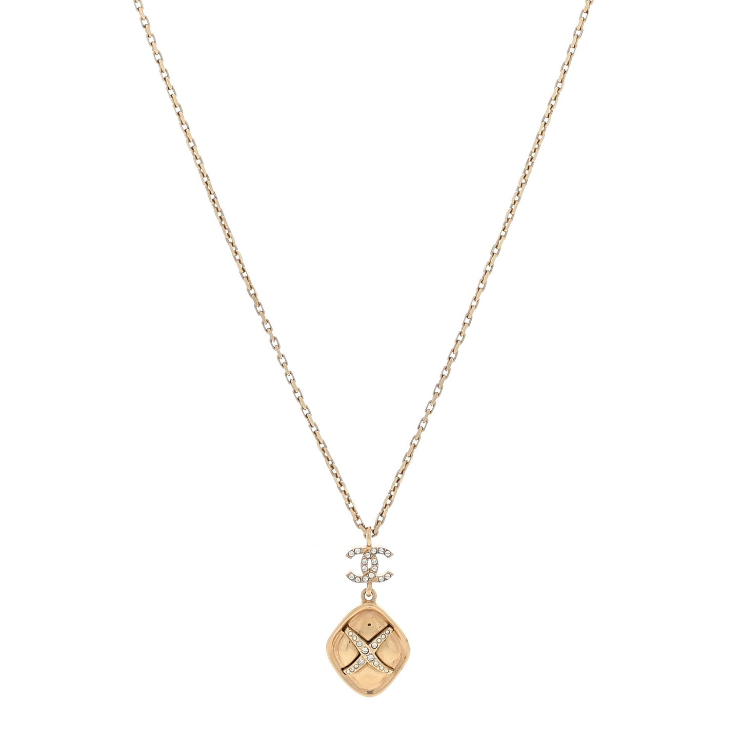 Crystal CC Link Drop Necklace Gold