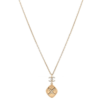 Chanel Crystal CC Link Drop Necklace Gold 1 of 3