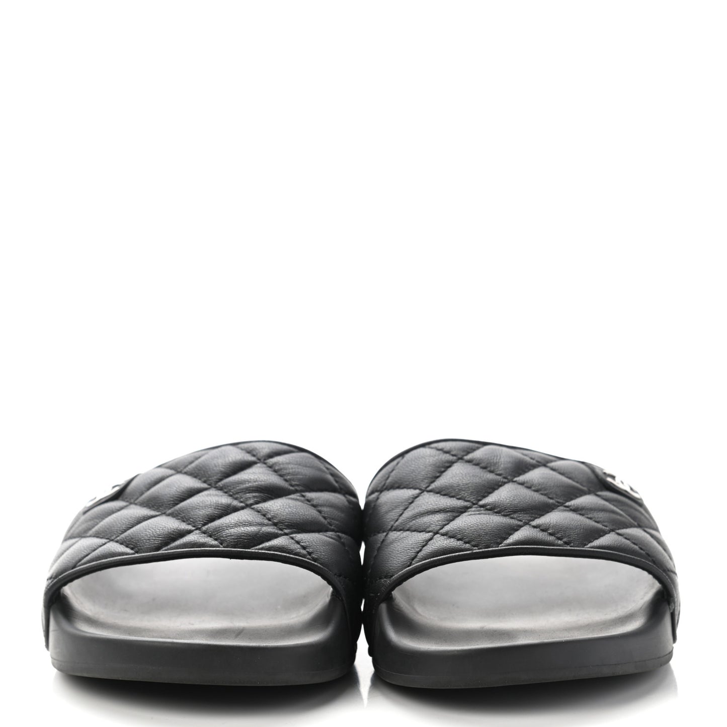 Lambskin Quilted CC Mules Sandals 38 Black