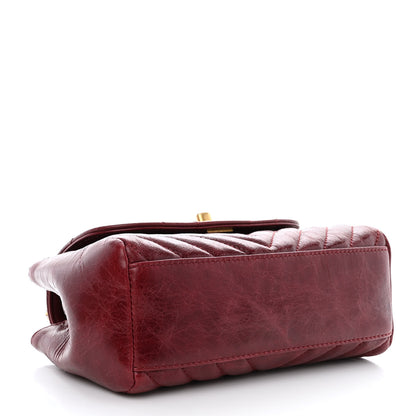 Chanel Glazed Calfskin Chevron Quilted Small Hampton Flap Burgundy 4 of 11