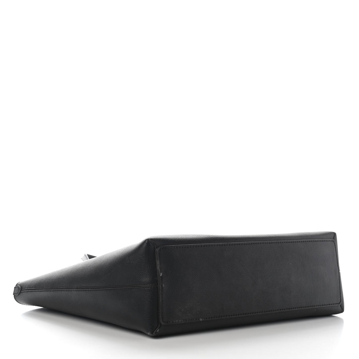 Grainy Calfskin Haymarket Check Medium Reversible Tote Black