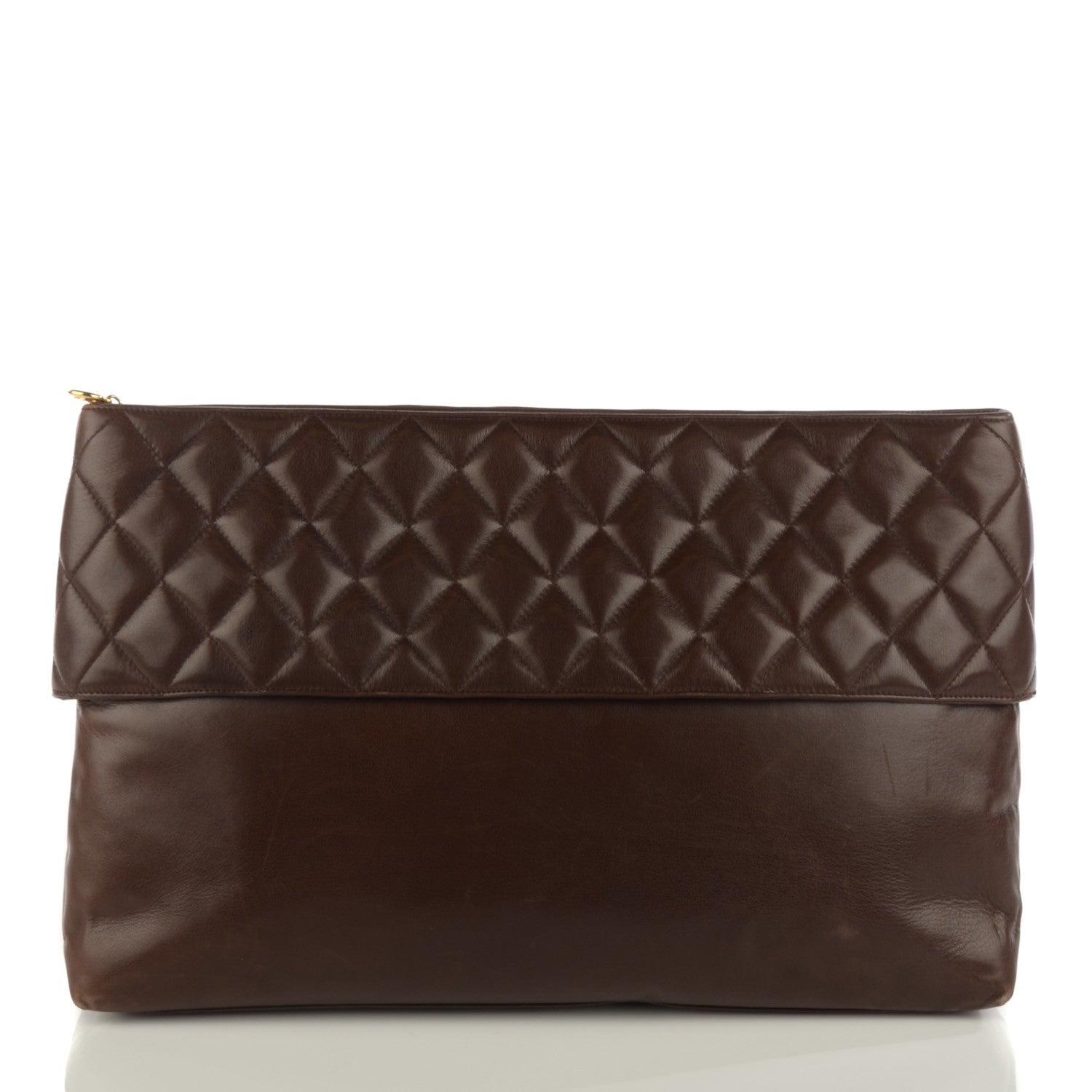 Chanel Lambskin Quilted Clutch Dark Brown 1 of 9