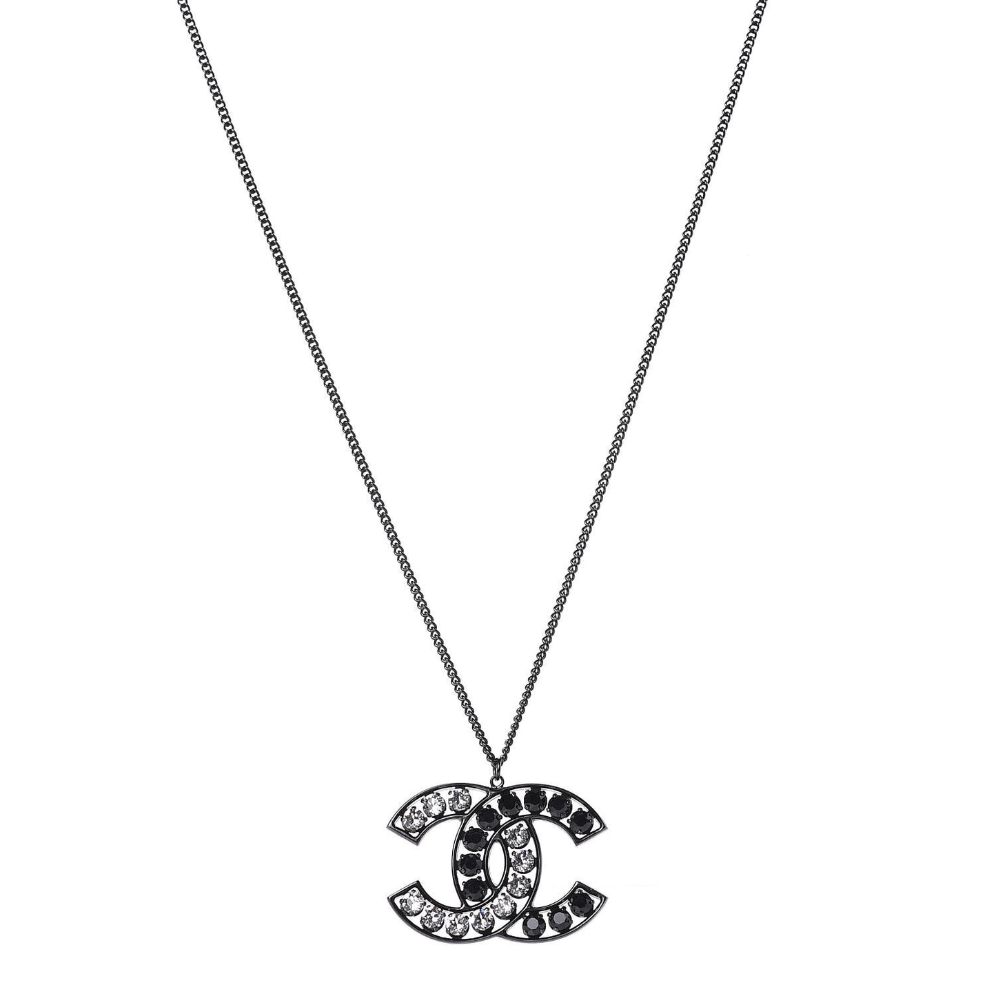 Ruthenium Crystal CC Necklace Black
