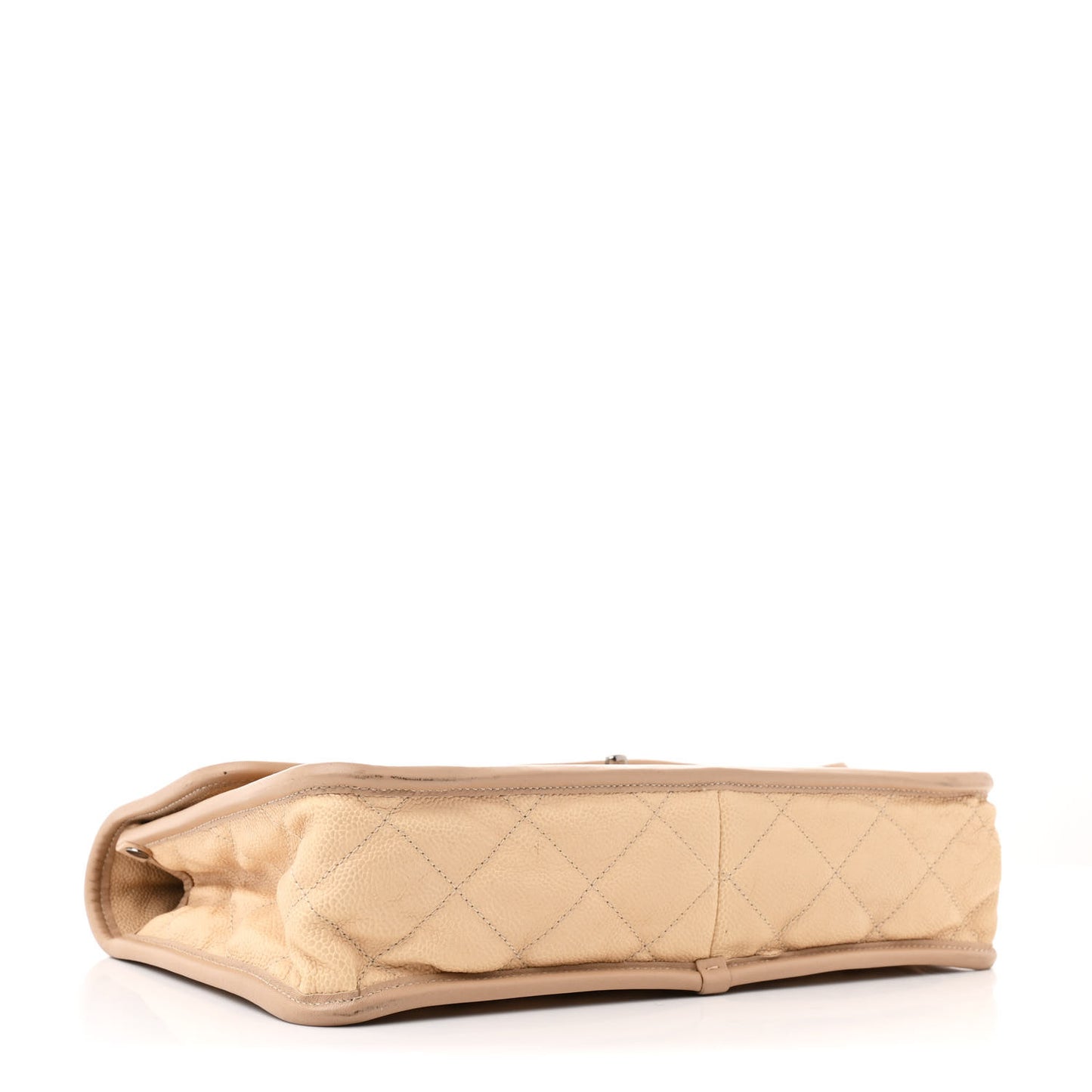 Caviar Quilted Large French Riviera Flap Beige