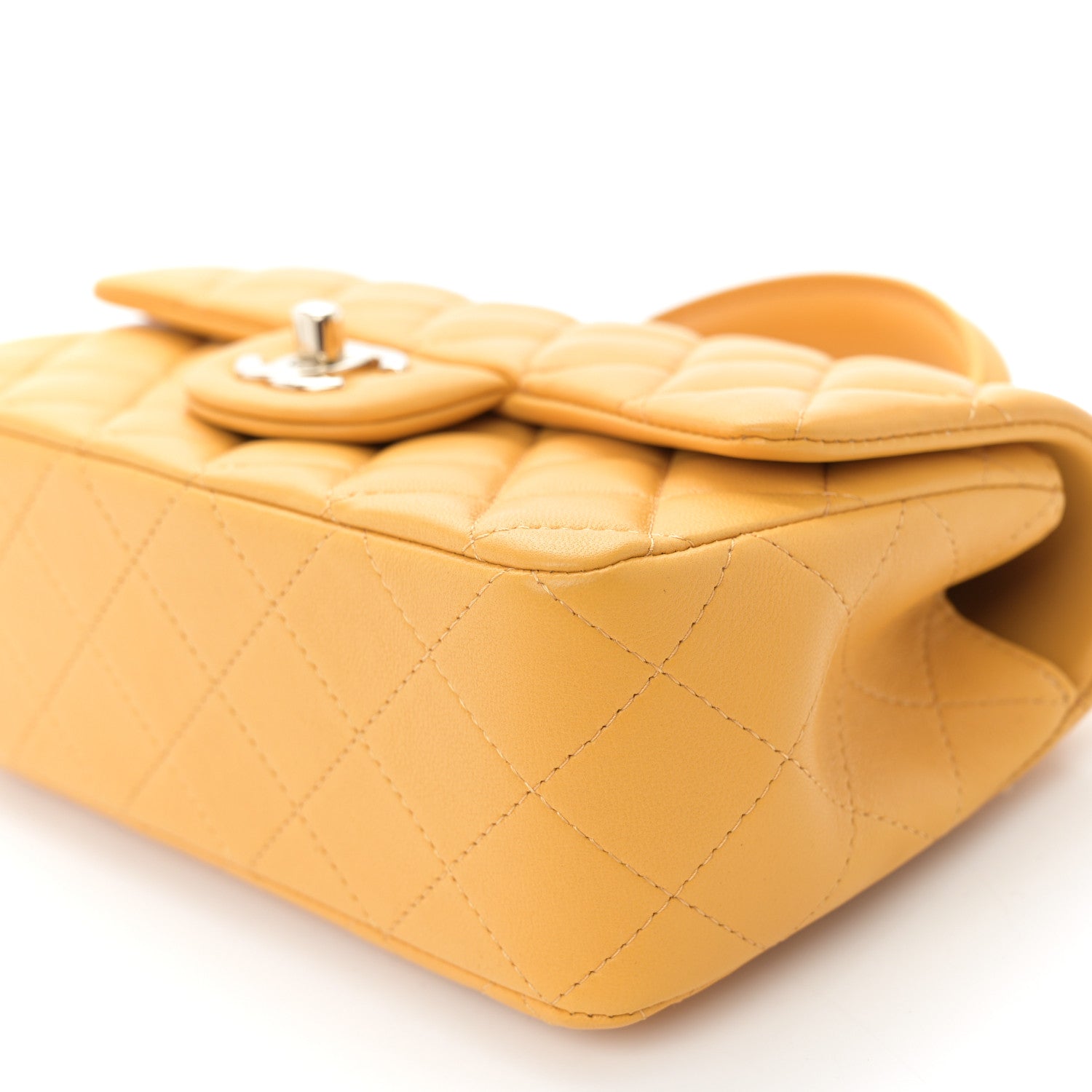 Chanel Lambskin Quilted Mini Top Handle Rectangular Flap Yellow 10 of 10