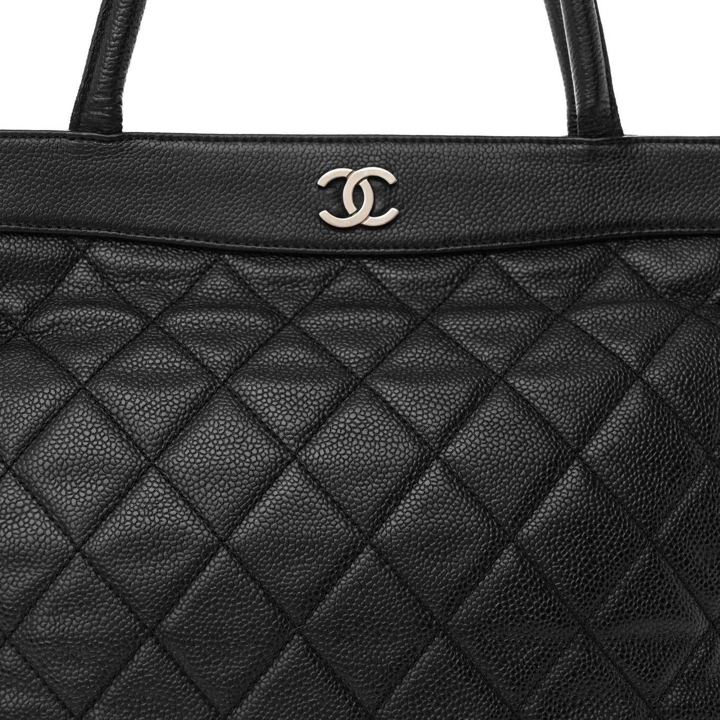 Caviar Quilted CC Shopping Tote Black