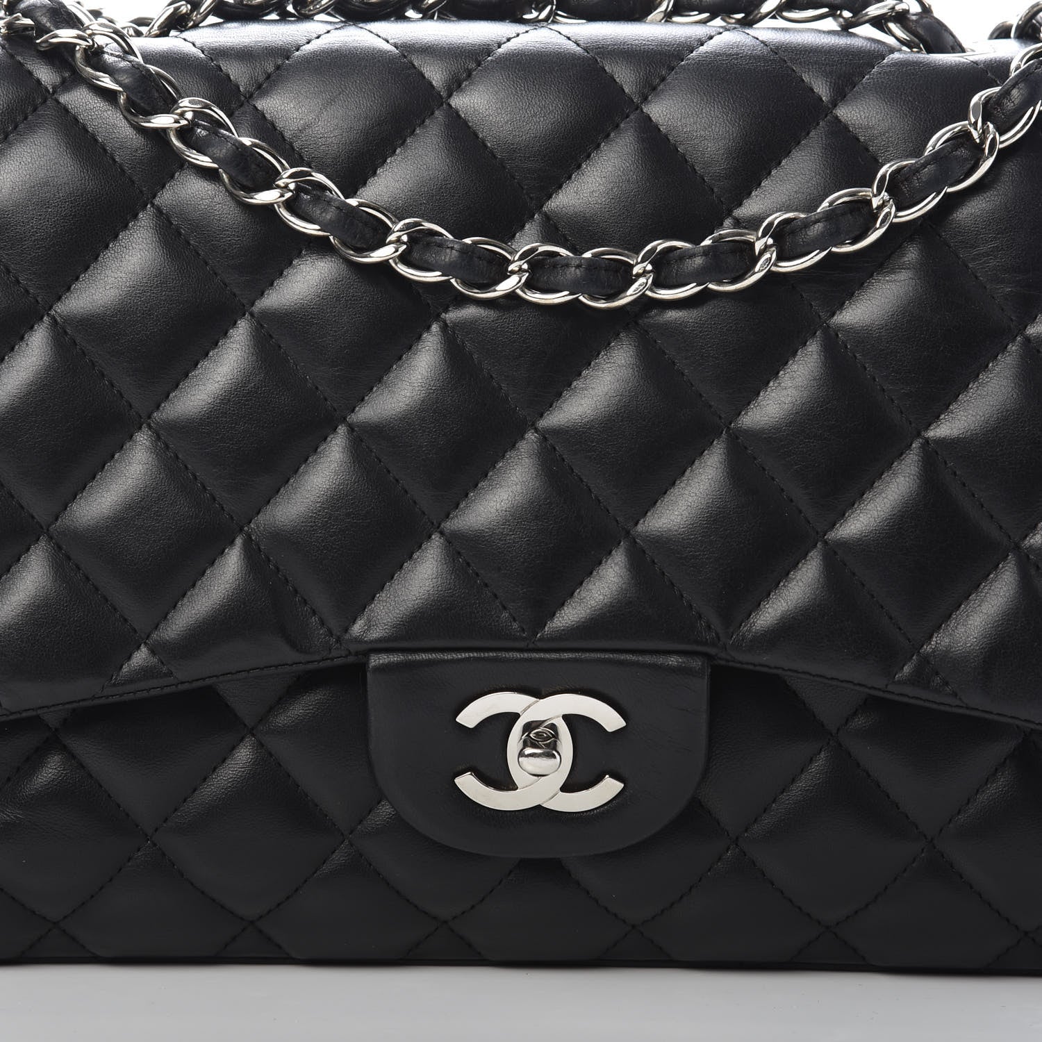 Chanel Lambskin Quilted Jumbo Single Flap Black 8 of 11