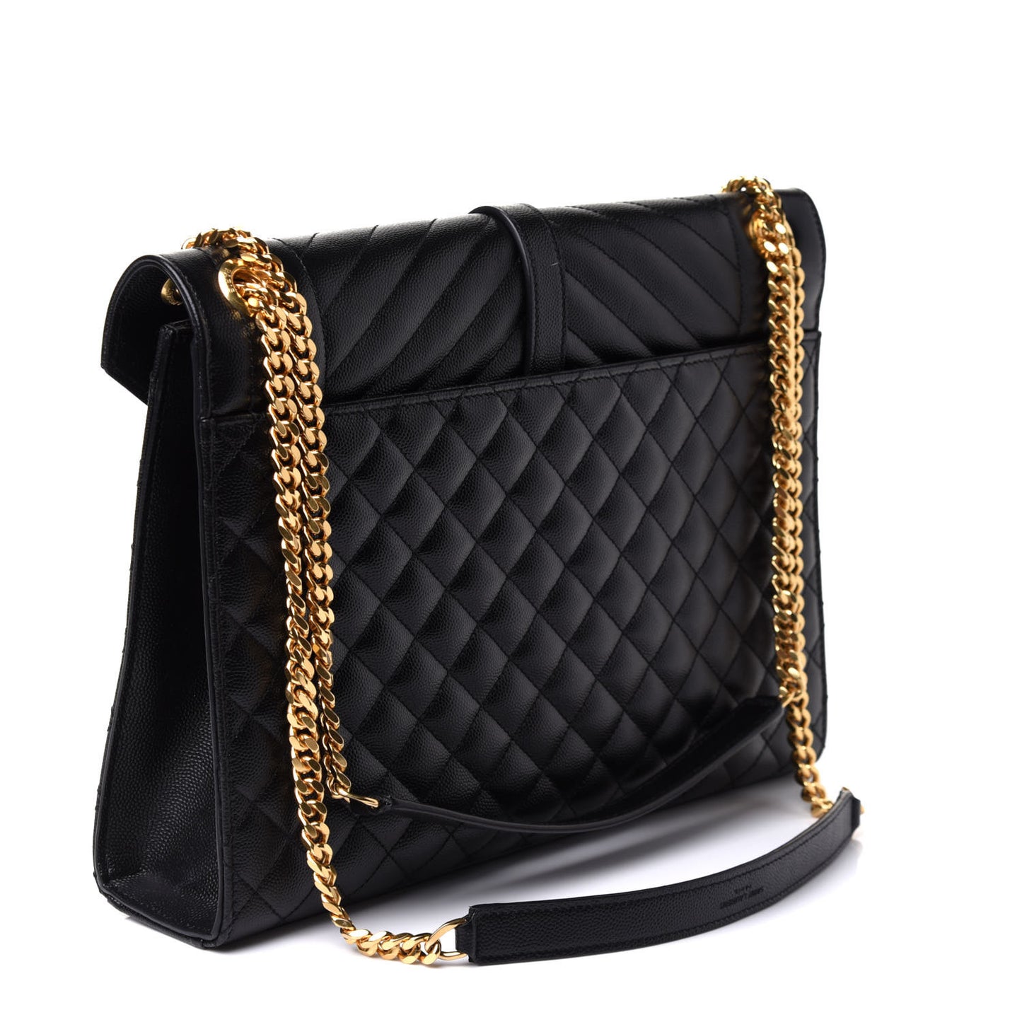 Grain De Poudre Textured Mixed Matelasse Large Triquilt Monogram Satchel Black