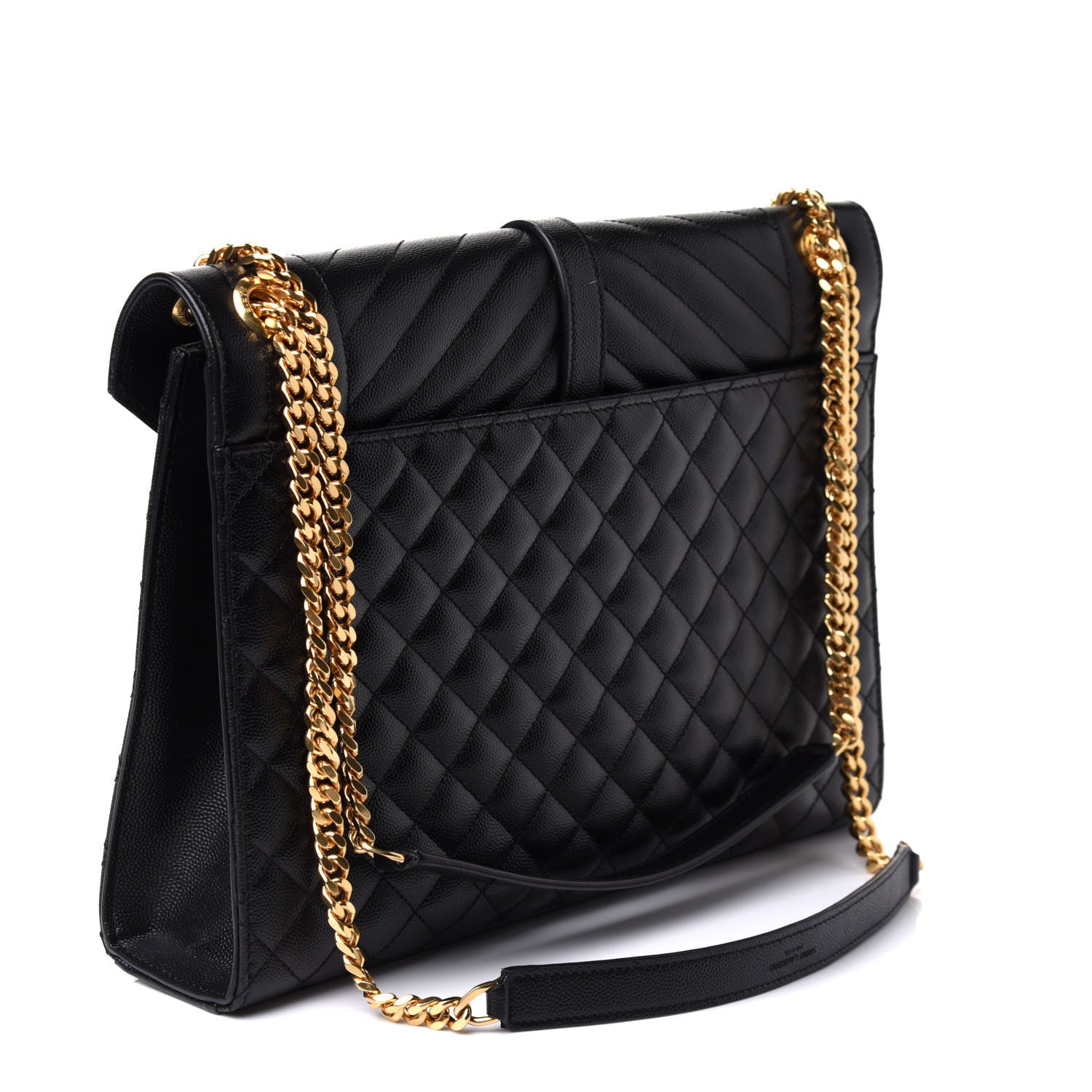 Saint Laurent Grain De Poudre Textured Mixed Matelasse Large Triquilt Monogram Satchel Black 3 of 10