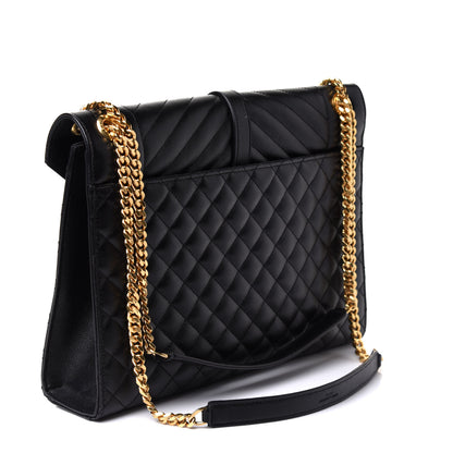 Saint Laurent Grain De Poudre Textured Mixed Matelasse Large Triquilt Monogram Satchel Black 3 of 10