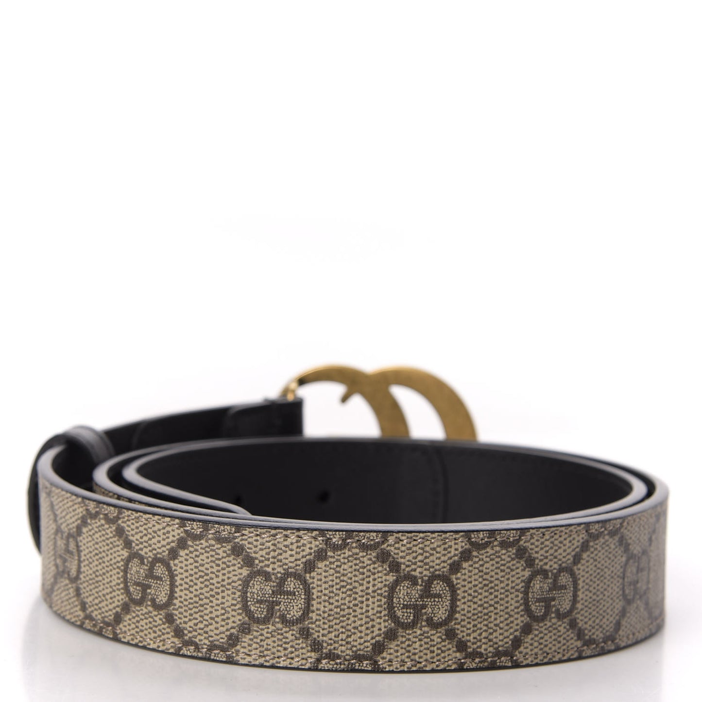 GG Supreme Monogram Matte Plutone Calfskin Double G 30mm Belt 90 36 Beige Ebony Black