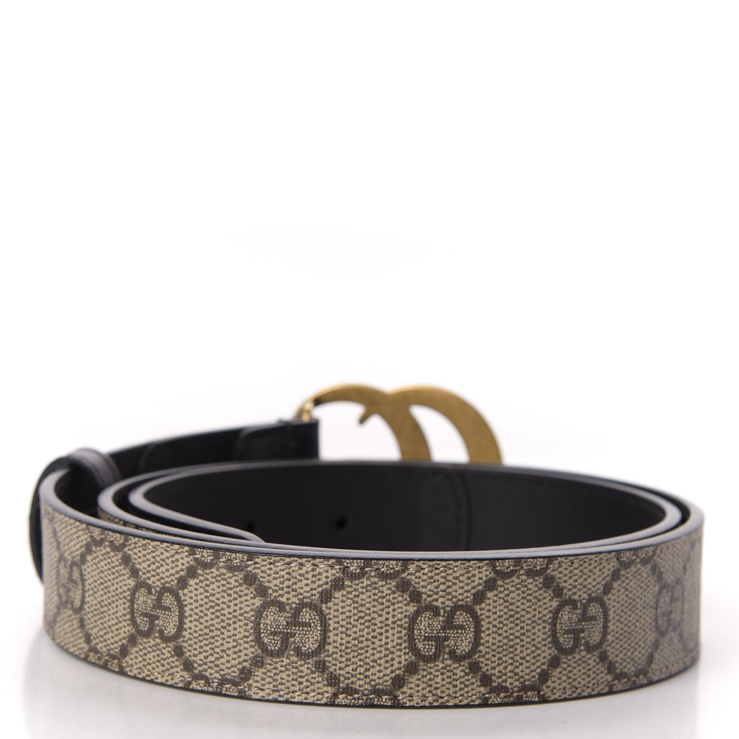 Gucci GG Supreme Monogram Matte Plutone Calfskin Double G 30mm Belt 90 36 Beige Ebony Black 2 of 4