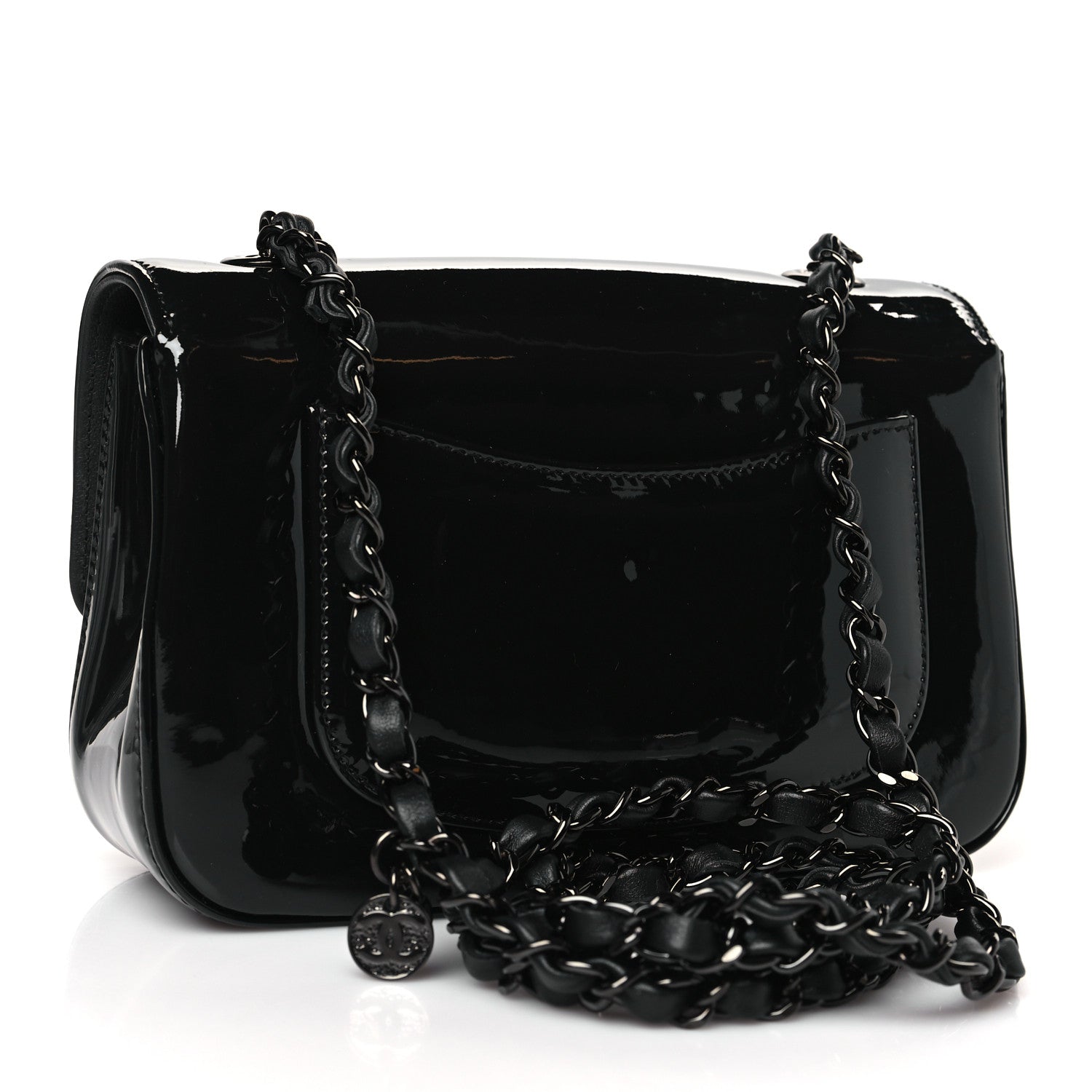 Chanel Patent Calfskin Small Camellia Flap Black 3 of 9