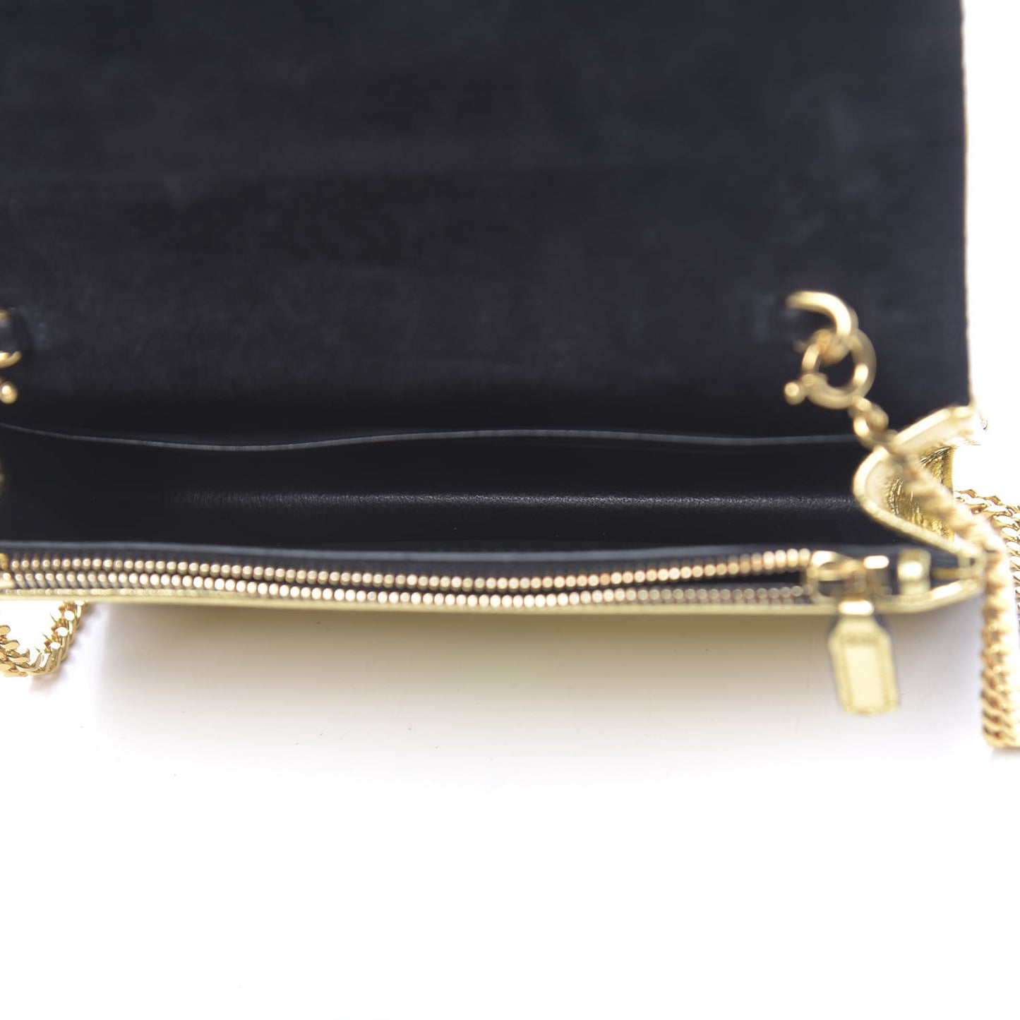 Metallic Goatskin Lambskin Classic Monogram Kate Tassel Chain Wallet Gold