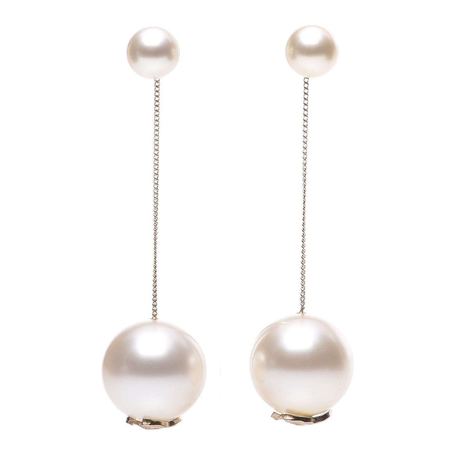 Chanel Pearl CC Drop Earrings Gold 1 of 4
