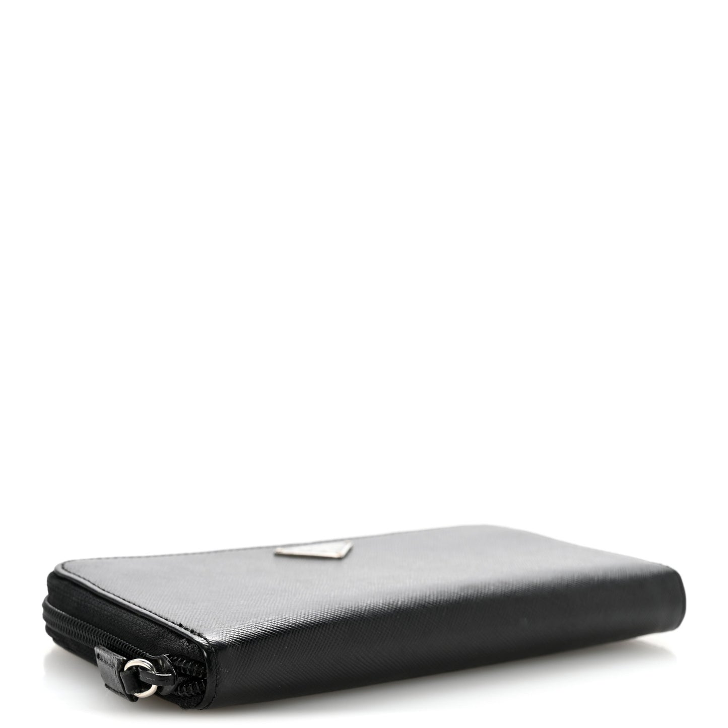 Saffiano Triangle Zip Around Wallet Black