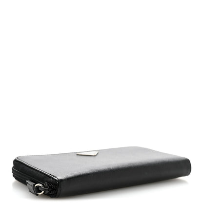 Prada Saffiano Triangle Zip Around Wallet Black 4 of 11