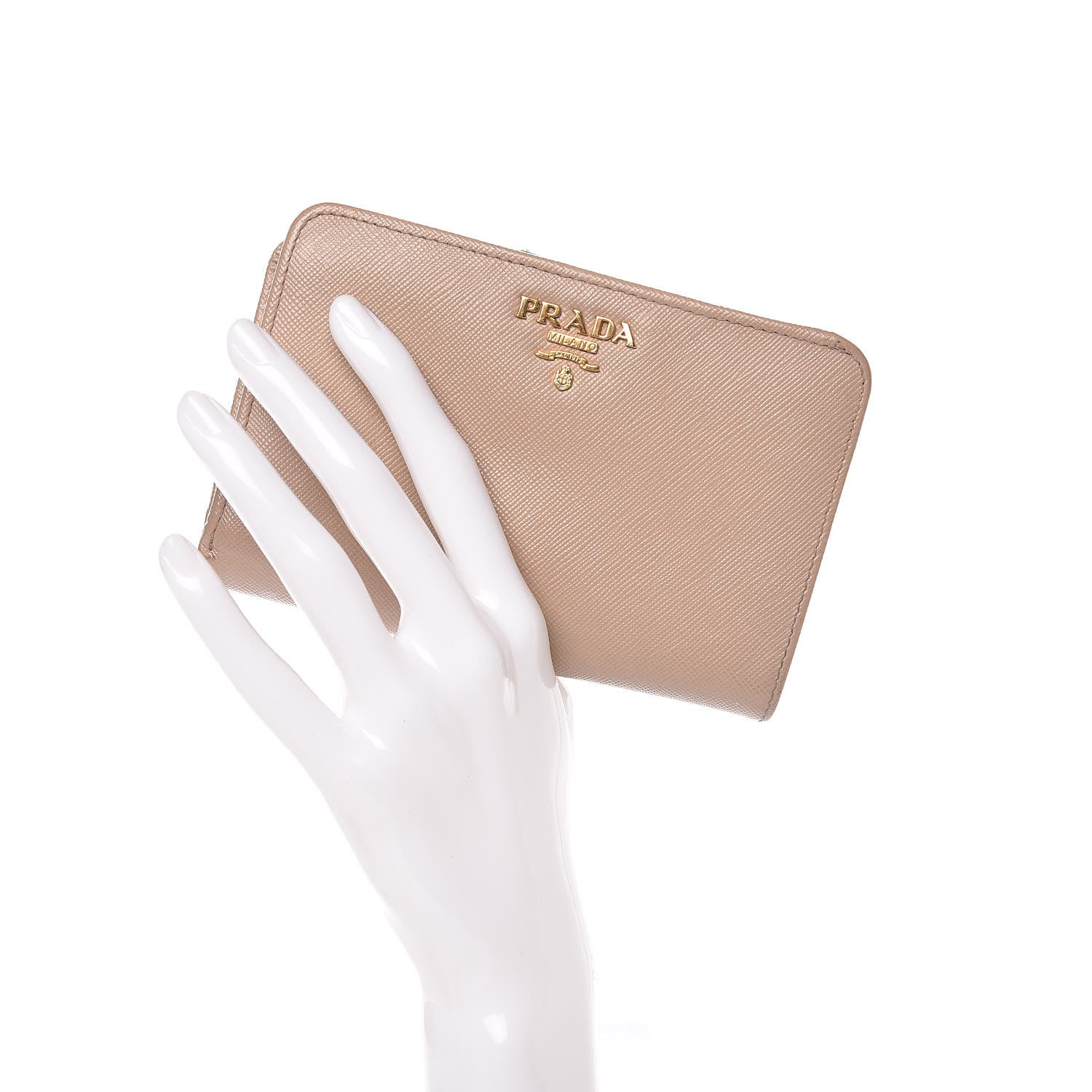 Prada Saffiano Metal Compact Wallet Cammeo 2 of 11