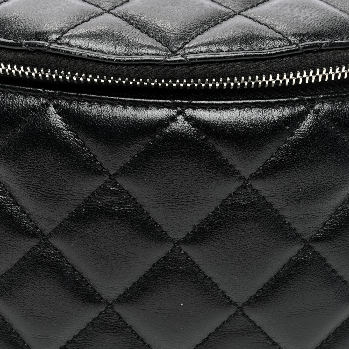 Calfskin Quilted Waist Belt Bag Black