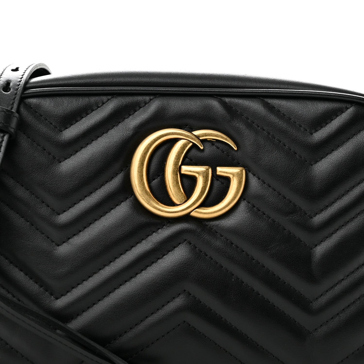 Gucci Calfskin Matelasse Small GG Marmont Chain Shoulder Bag Black 8 of 11
