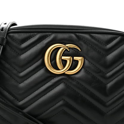 Gucci Calfskin Matelasse Small GG Marmont Chain Shoulder Bag Black 8 of 11