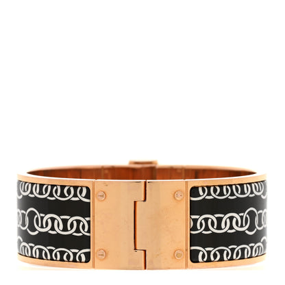 Hermes Enamel Printed Wide Balades Equestres Positif Negatif Hinged Bracelet S Black 3 of 5