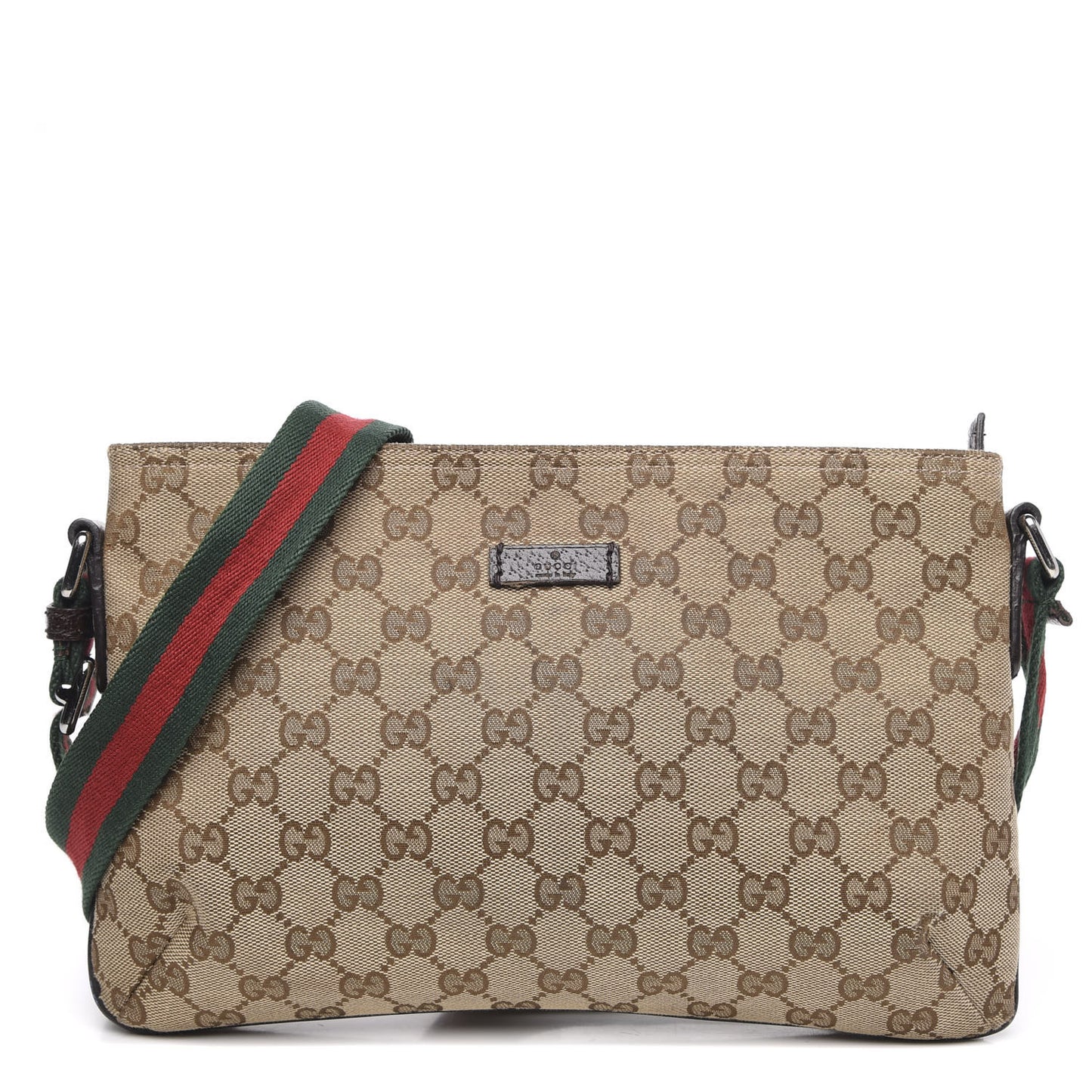 Monogram Web Small Flat Messenger Crossbody Dark Brown