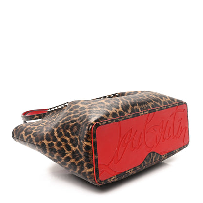 Christian Louboutin Calfskin Empire Leopard Print Spiked Small Cabarock Shopper Tote Brown 4 of 10
