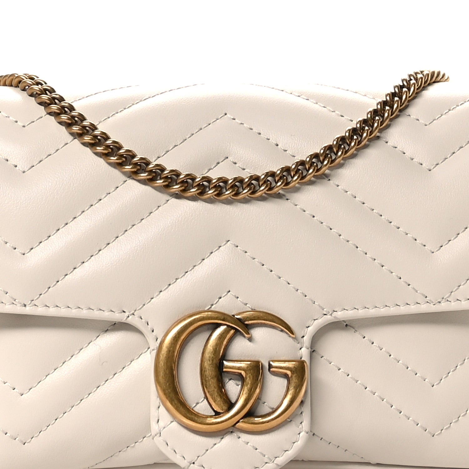 Gucci Calfskin Matelasse Mini GG Marmont Shoulder Bag With Card Holder White Black 9 of 12
