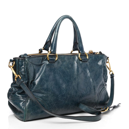 Prada Vitello Shine Shopping Satchel Denim 2 of 4