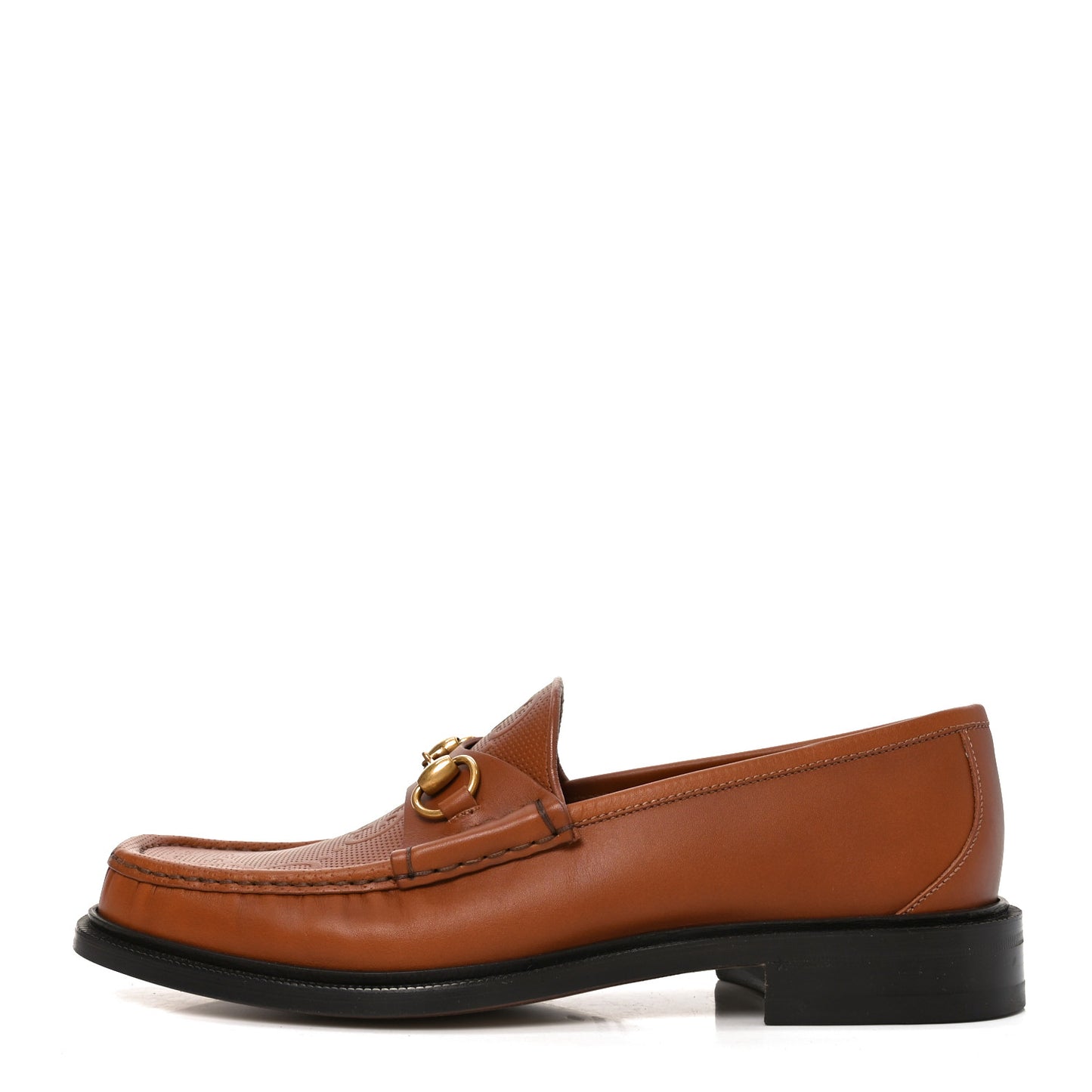 Harness Calfskin GG Tennis Embossed Mens Horsebit Loafers 9 Dark Brown
