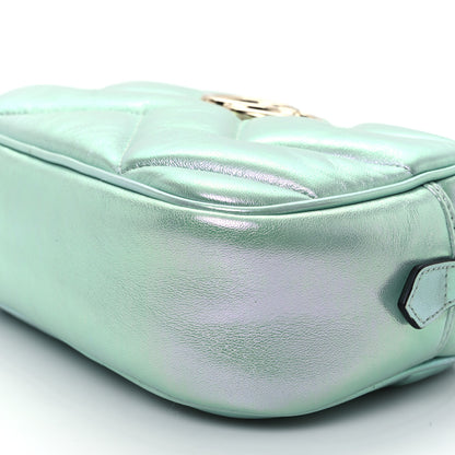 Gucci Iridescent Nappa Chevron Matelasse Small GG Marmont Chain Shoulder Bag Iridescent Salvy Green 10 of 10