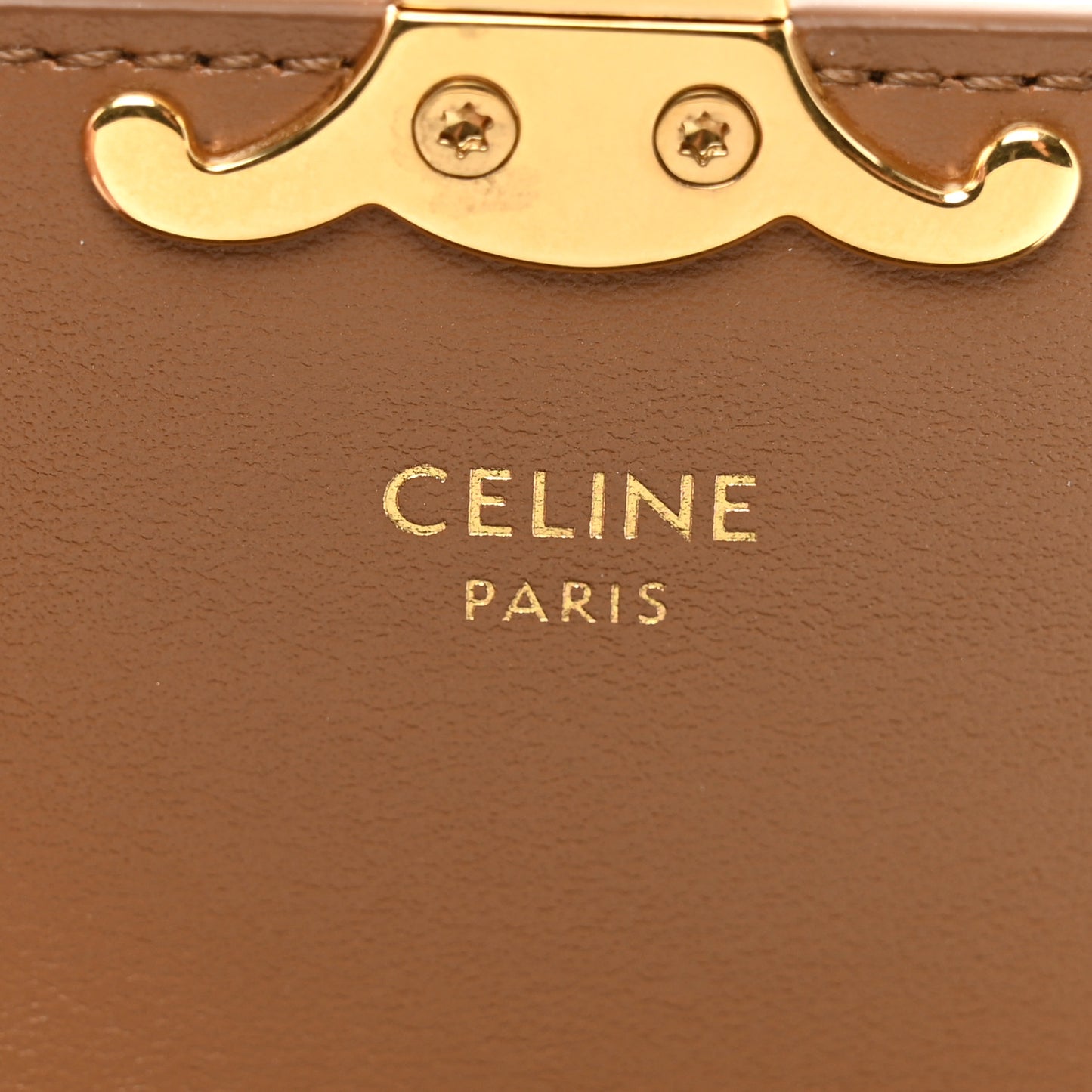 Shiny Calfskin Triomphe Flap Card Holder Bronze