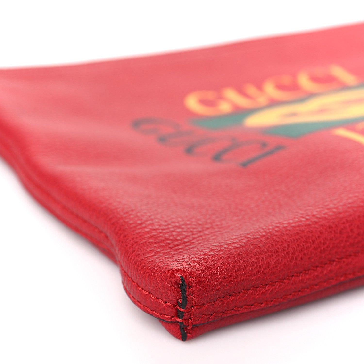 Gucci Pebbled Calfskin Medium Logo Portfolio Clutch Hibiscus Red 8 of 9