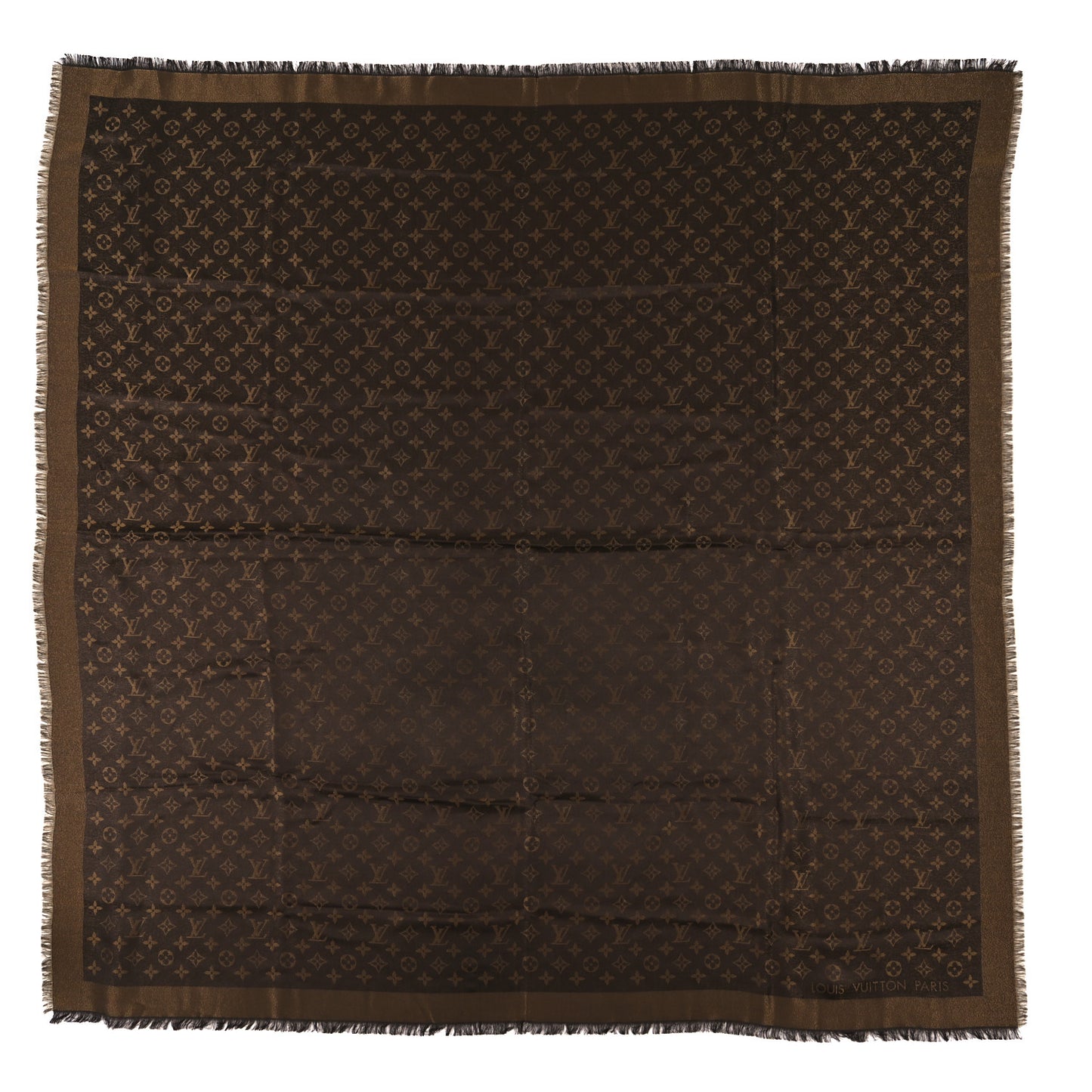 Silk Lurex Wool Monogram Shine Shawl Brown
