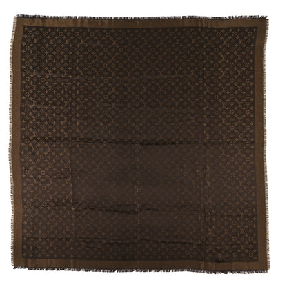 Louis Vuitton Silk Lurex Wool Monogram Shine Shawl Brown 1 of 3