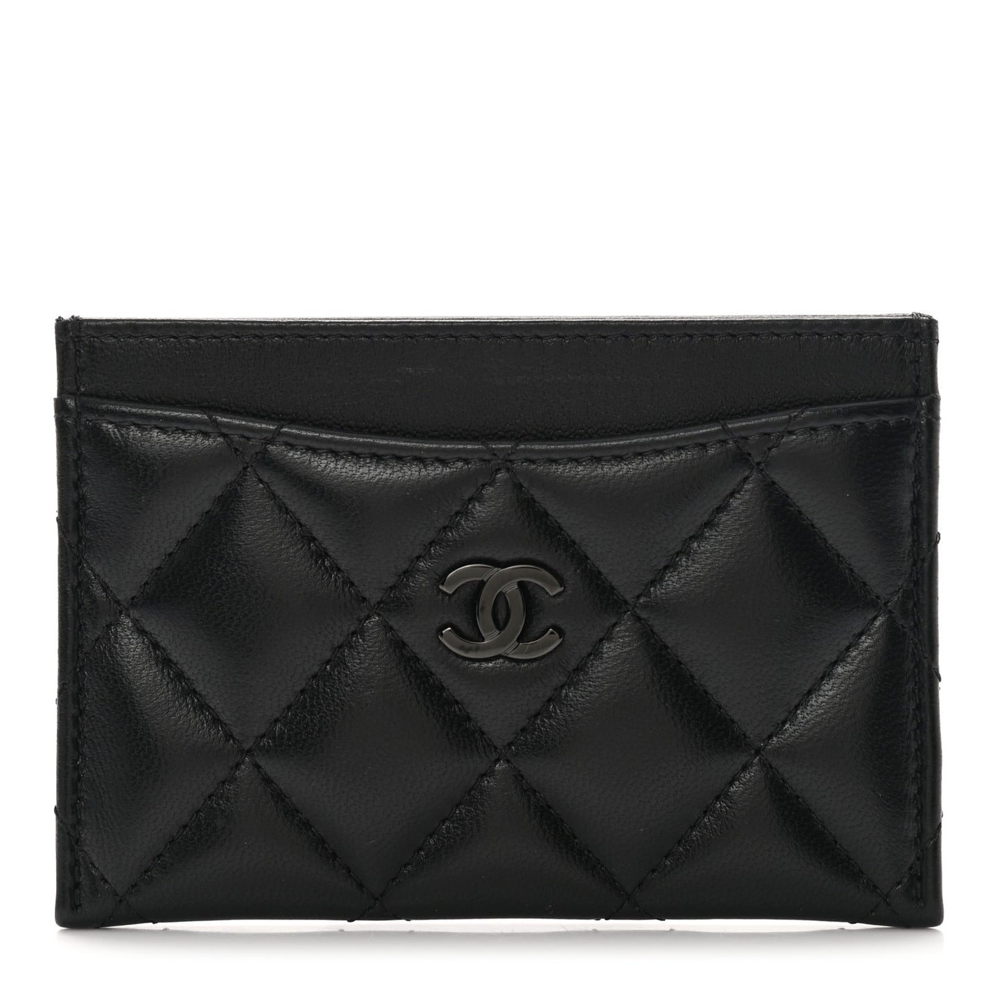 Lambskin Quilted Card Holder So Black