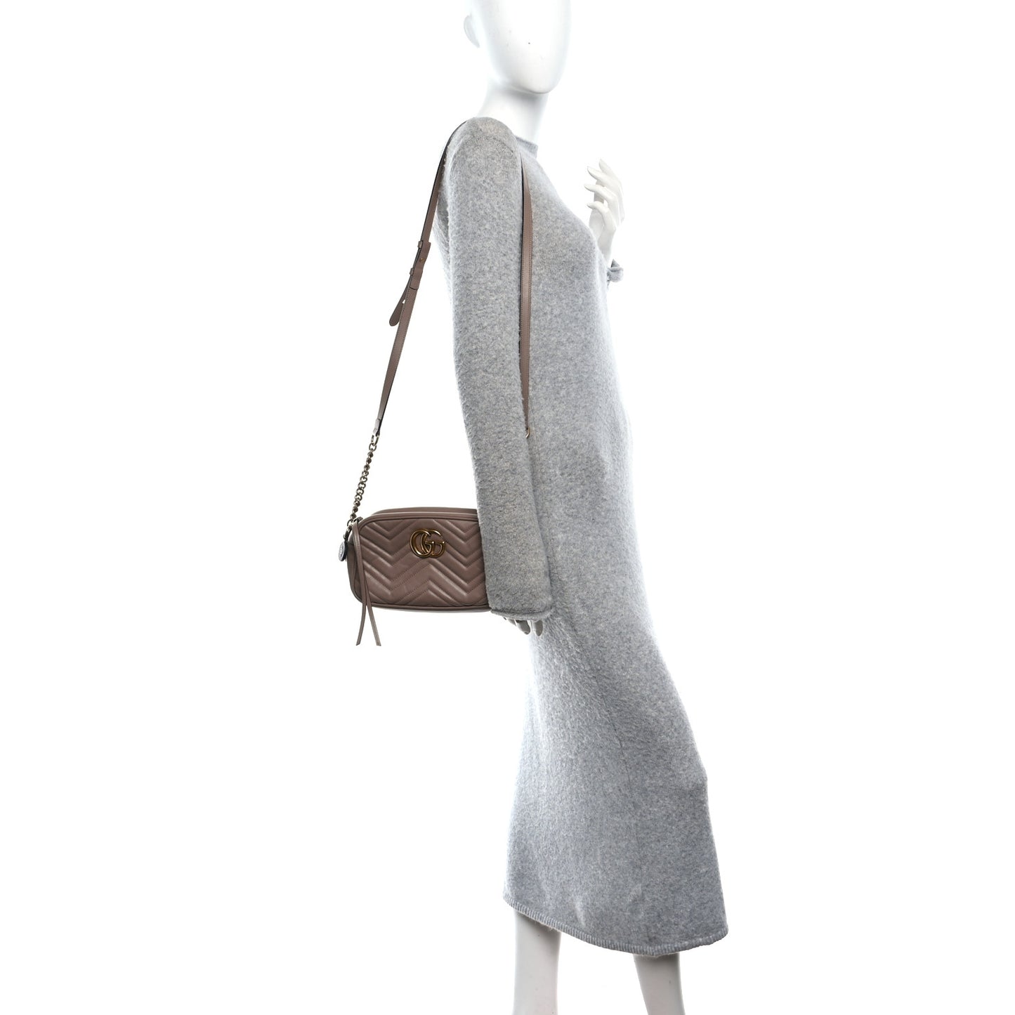 Calfskin Matelasse Small GG Marmont Chain Shoulder Bag Porcelain Rose
