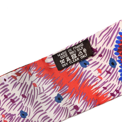 Hermes Silk Dans un Jardin Anglais Twilly Fuchsia Rouge Bleu Roy 3 of 4
