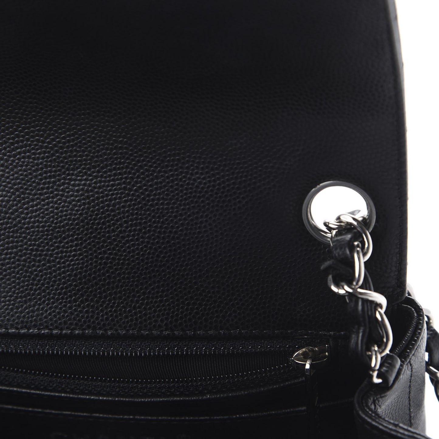 Caviar Chevron Quilted Mini Square Flap Black