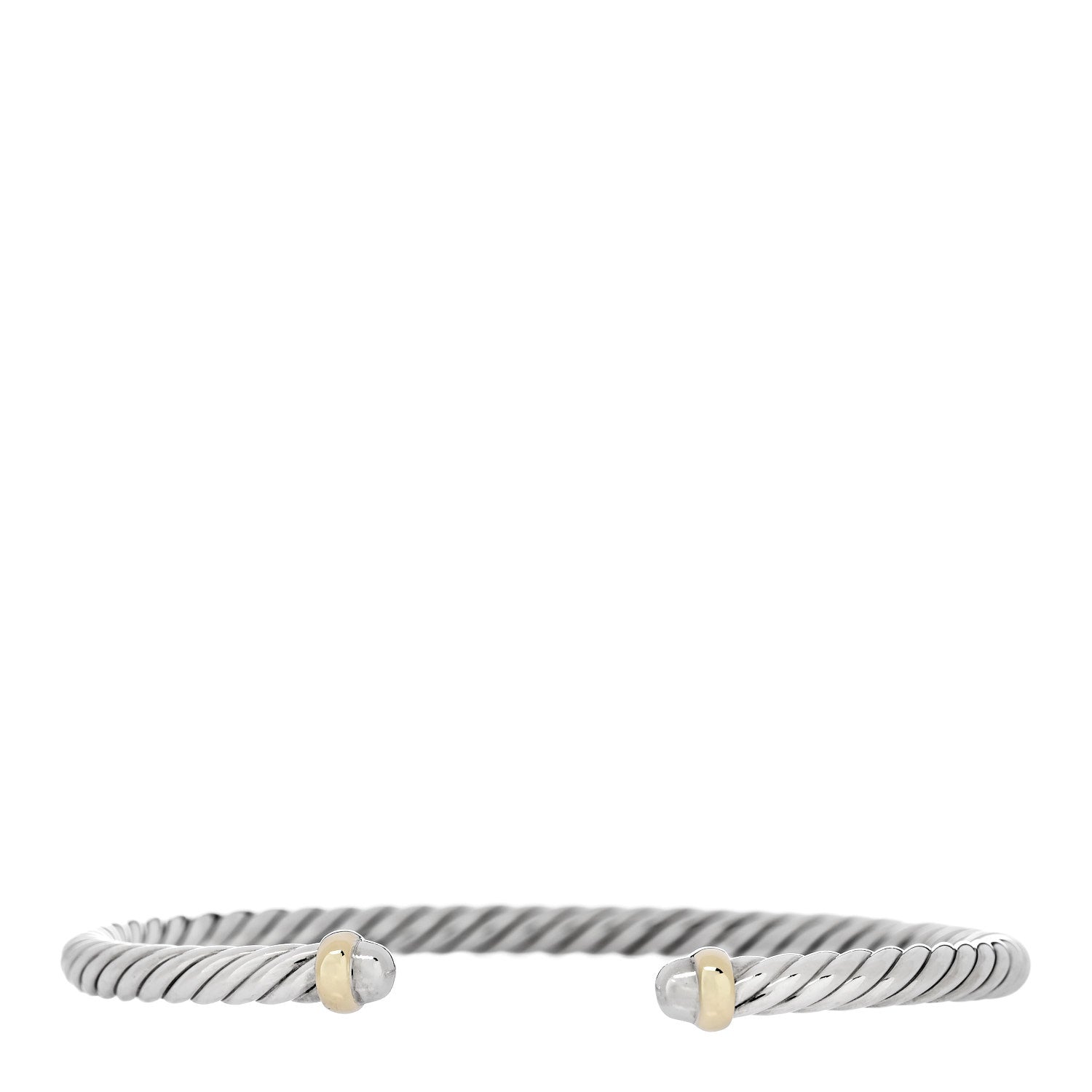 David Yurman Sterling Silver 14K Yellow Gold 4mm Cable Flex Bracelet 1 of 5