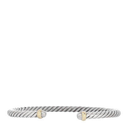 David Yurman Sterling Silver 14K Yellow Gold 4mm Cable Flex Bracelet 1 of 5