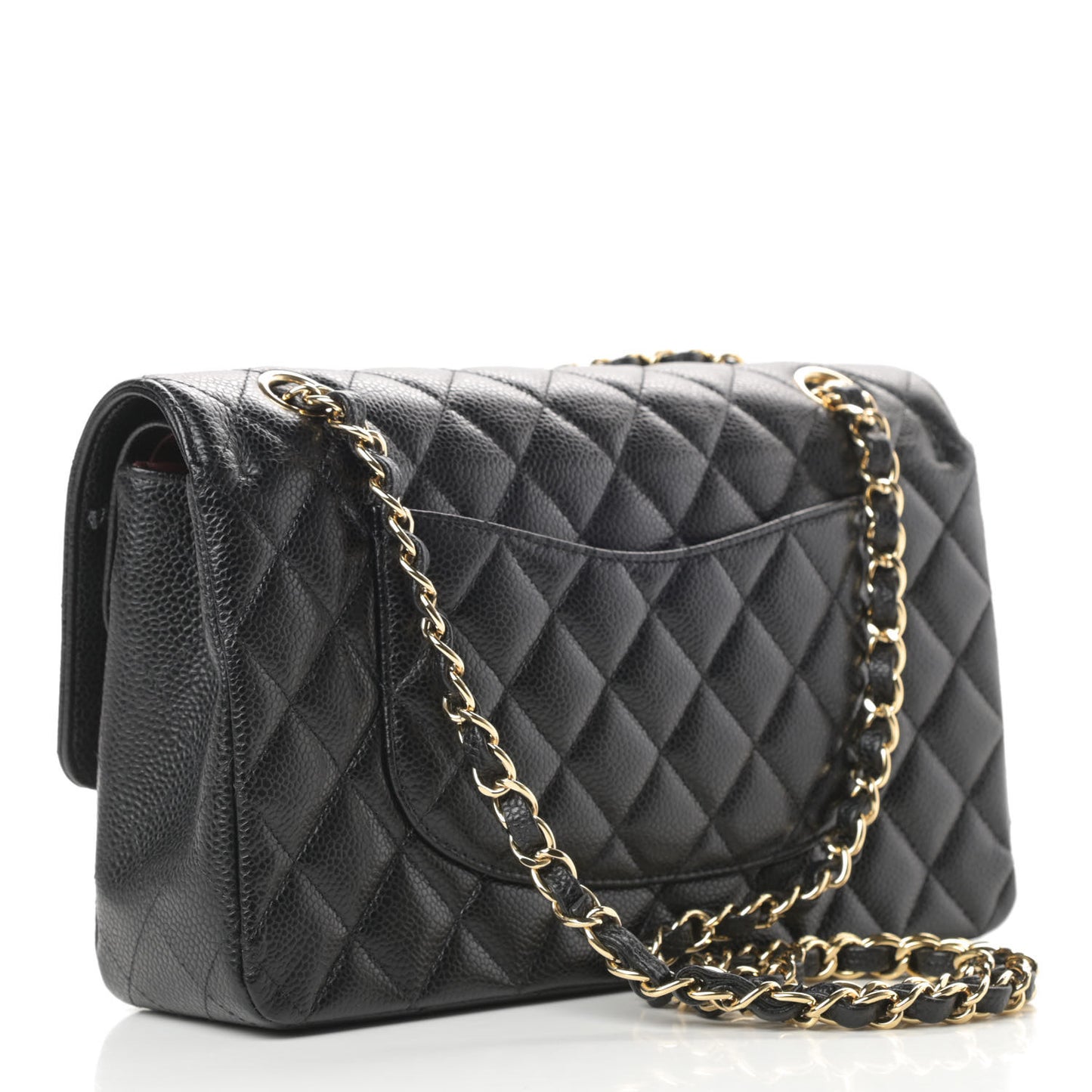 Caviar Quilted Medium Double Flap Black