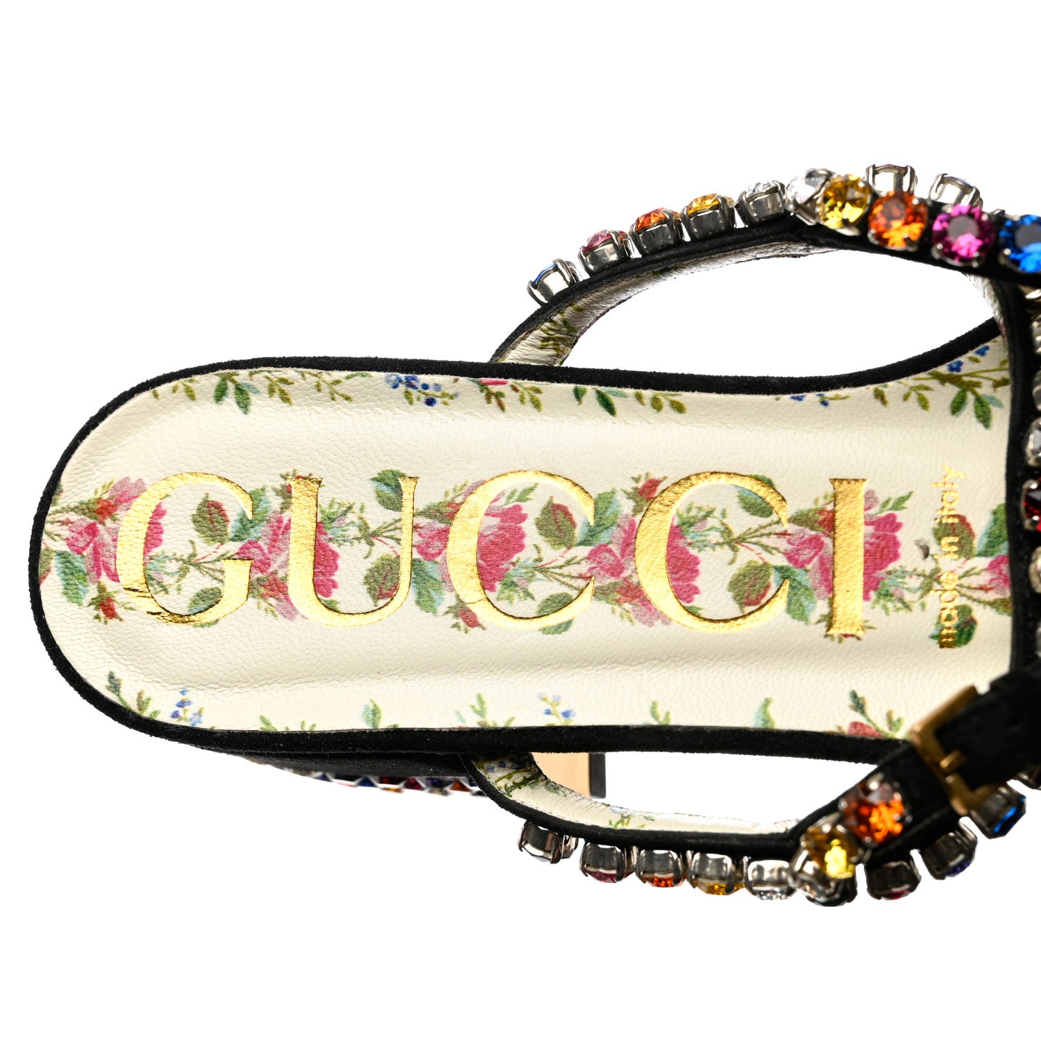 Gucci Kid Scamosciato Crystal Mira Platform Sandals 37 Multicolor 6 of 9
