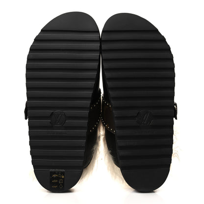 Louis Vuitton Calfskin Monogram Lambswool Winterbreak Comfort Clogs 38 Black 5 of 8