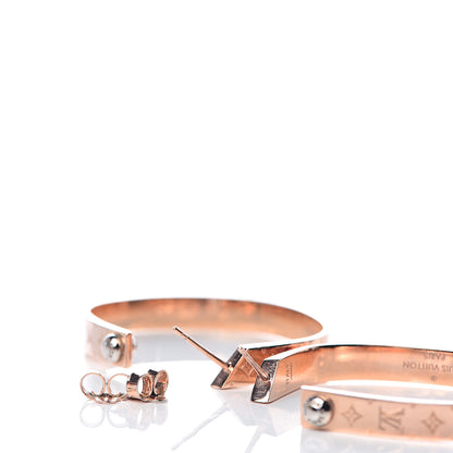 Louis Vuitton Nanogram Hoop Earrings Pink Gold 3 of 5